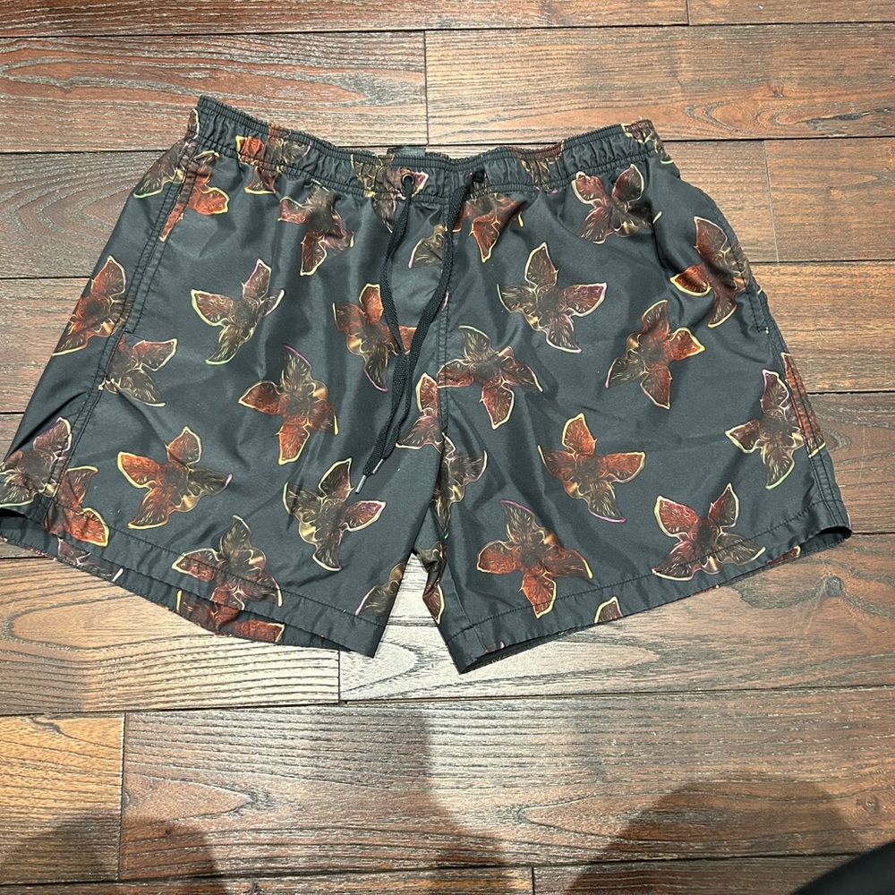 Stranger Things x H&M Black Floral swim Shorts